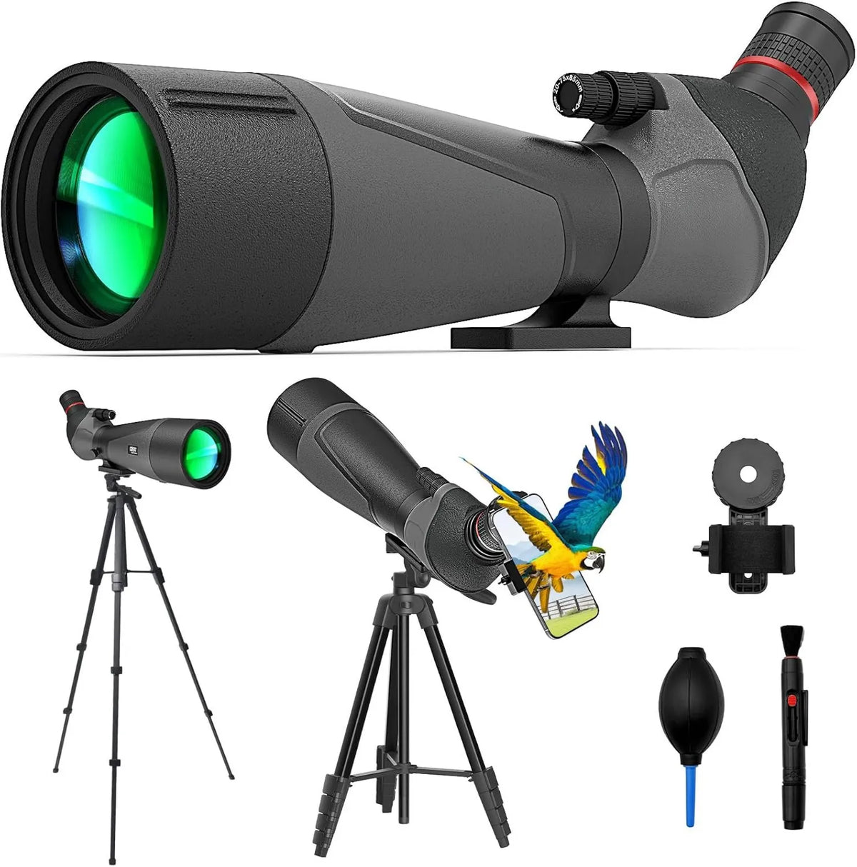 Gosky Spektiv mit Zoom für Vogelbeobachtung, Natur und Zielbeobachtung, mit Stativ, mit Transporttasche, Beobachtungsfernrohr