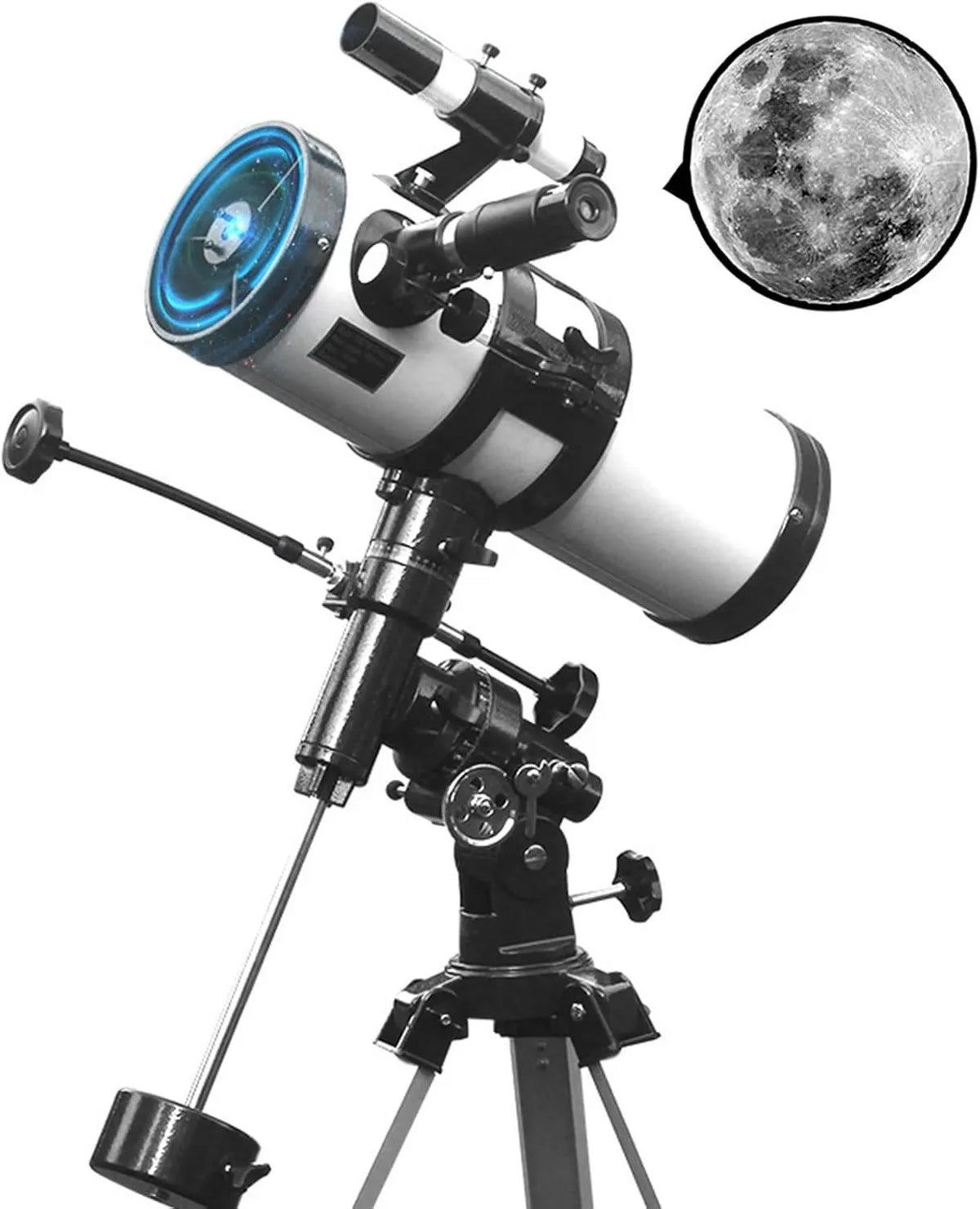 Newton-Spiegelteleskop, Astronomisches Reflektor-Teleskop, 1000x114, für Beobachtung von Mond, Planeten und Deep Sky