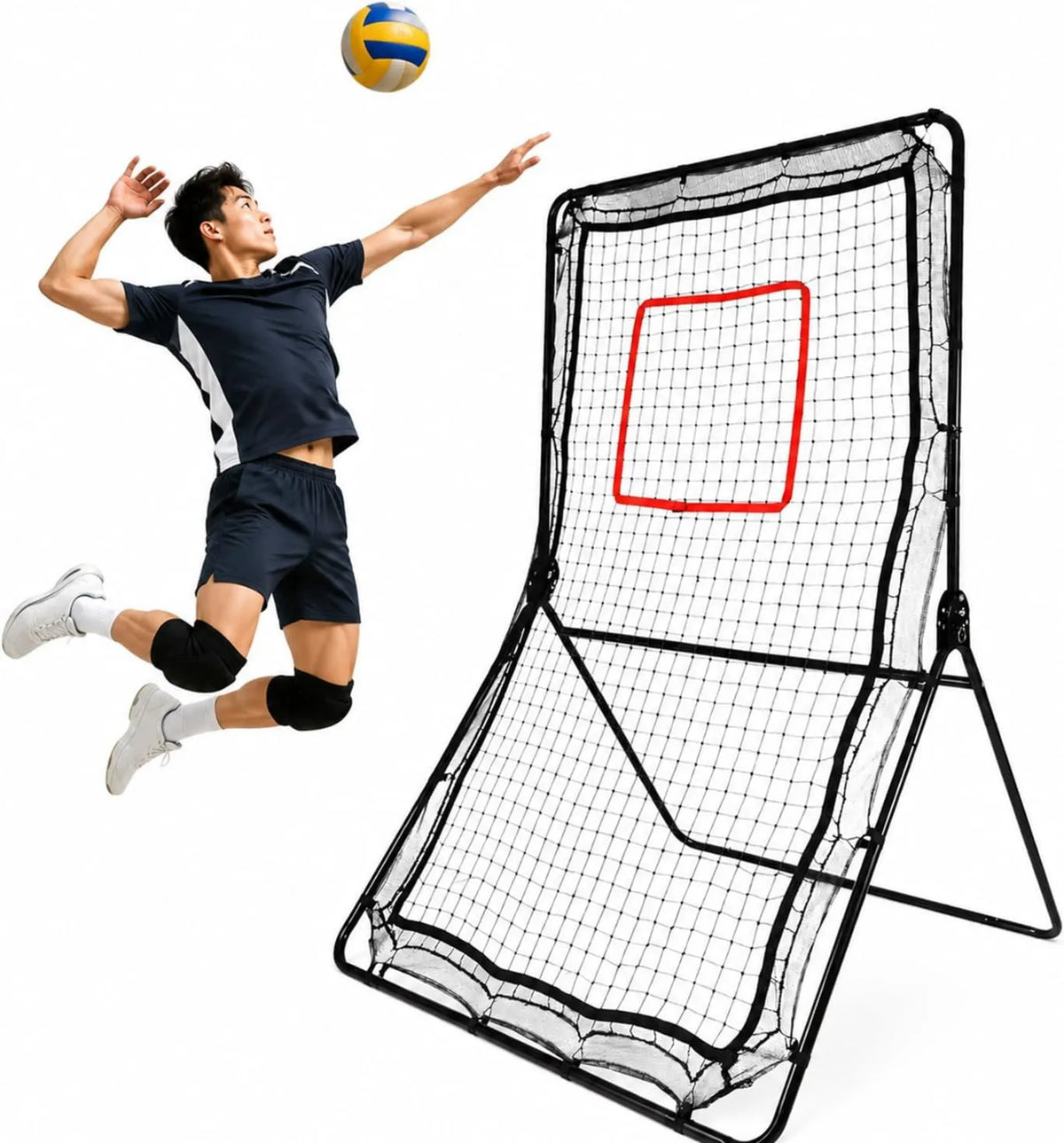 Ball-Rebounder mit Rückprallnetz, Kickback-Trainingsnetz, für Fußball, Handball und Ballkontrolle