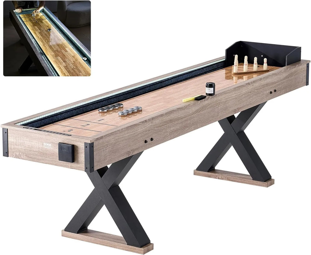 VEVOR Shuffleboard Shuffleboard-Tisch für Spielzimmer und Familienabende, 274 cm, Gleitspiel mit Pucks