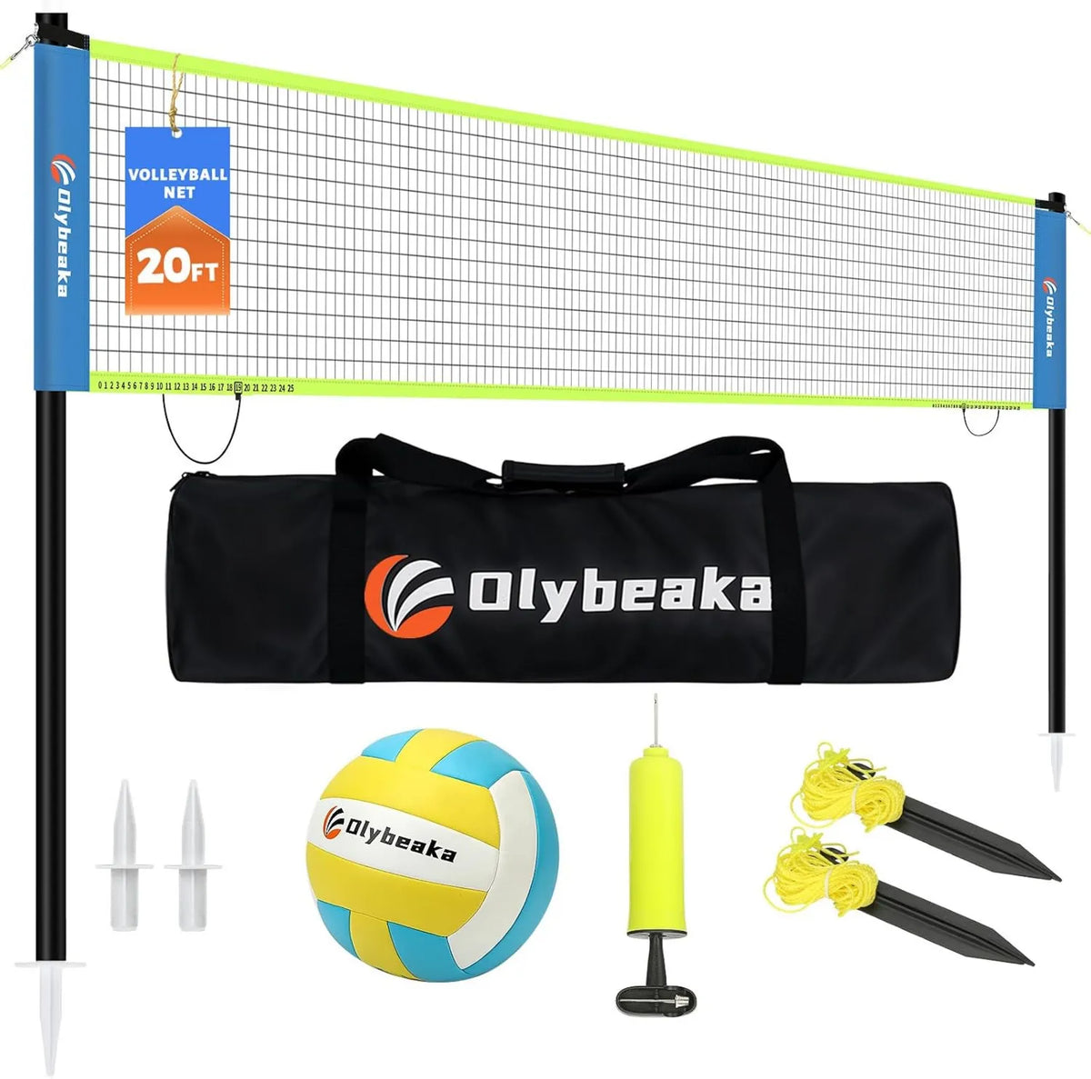 Volleyballnetz mit Pfosten, für den Außenbereich; mobiles Volleyball-Netzsystem für Garten, Strand und Training