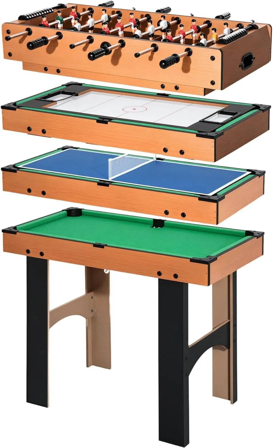 HOMCOM 4-in-1 Multispiel Multifunktionaler Spieltisch für Spielzimmer und Familienfreizeit, 80cm, Mehrfach-Spieltisch