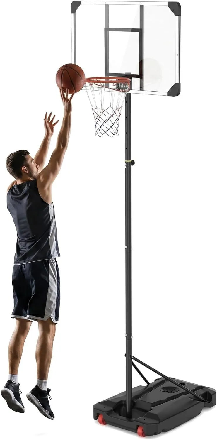 Basketballkorb mit Ständer, mit Rollen, für den Außenbereich; mobile Basketballanlage für Garten, Einfahrt und Training
