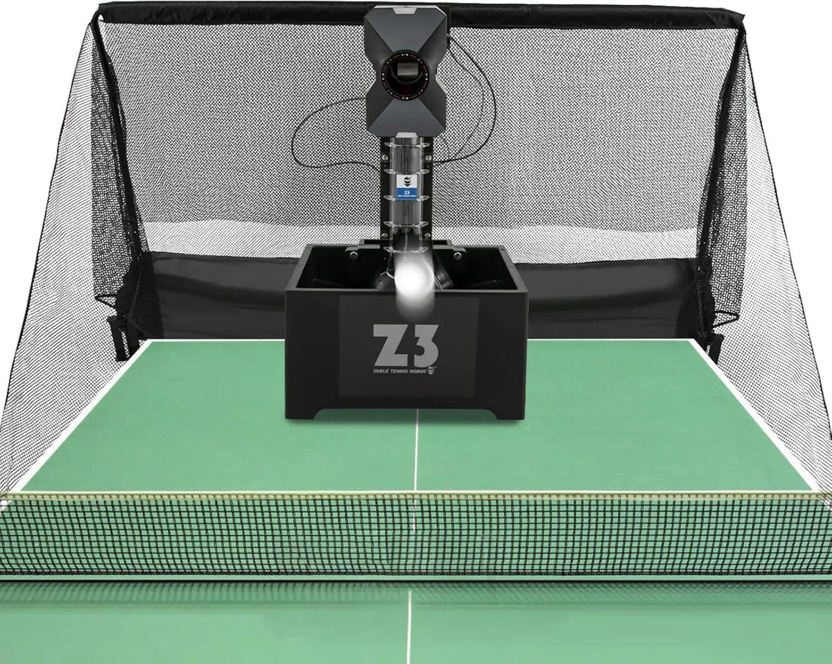 Tischtennisroboter, Pingpong-Trainingsmaschine, mit Fernbedienung, automatischer Betrieb, mit Netz, 90 Bälle, für Aufschlag- und Schlagtraining