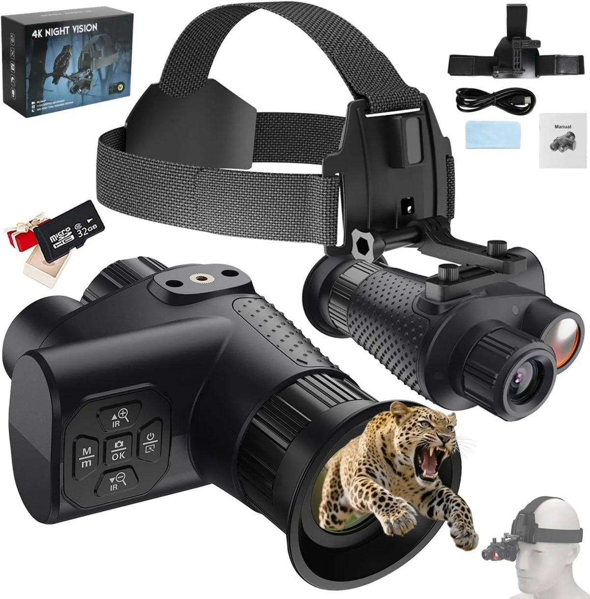 Digitales Nachtsichtgerät, Infrarot-Fernglas mit Foto- und Videoaufnahme, 8X, für Tierbeobachtung, Camping