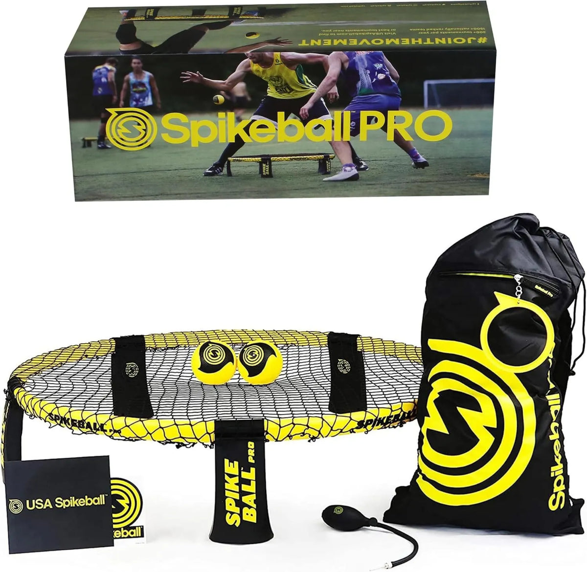 Roundnet-Set, mit Ball und Pumpe, mit Transporttasche, mit Bällen; Spikeball-Spielset für Garten, Strand und Freizeitspiel