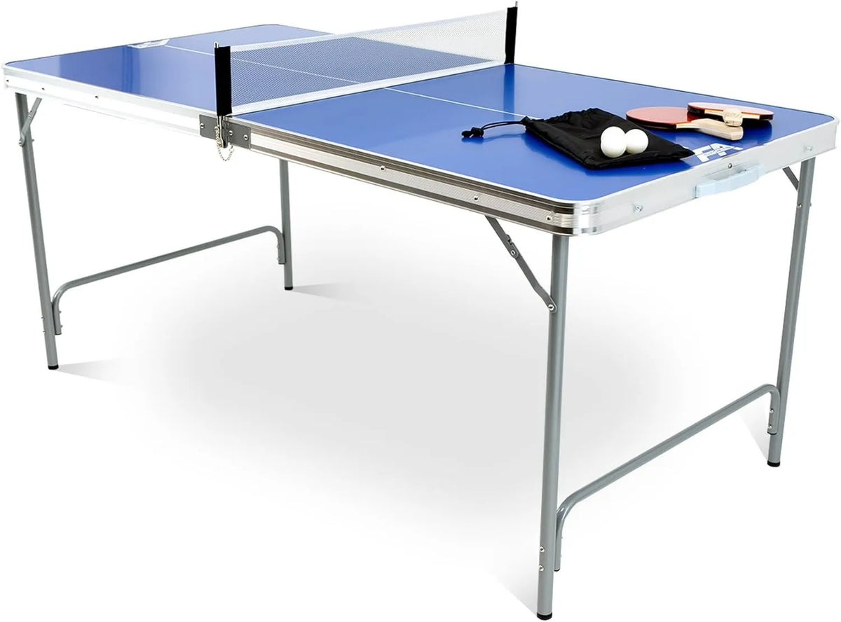 Tischtennisplatte, Tischtennistisch, klappbare Konstruktion, für innen und außen, mit Netz, mit Schlägern, für Training und Freizeitspiel