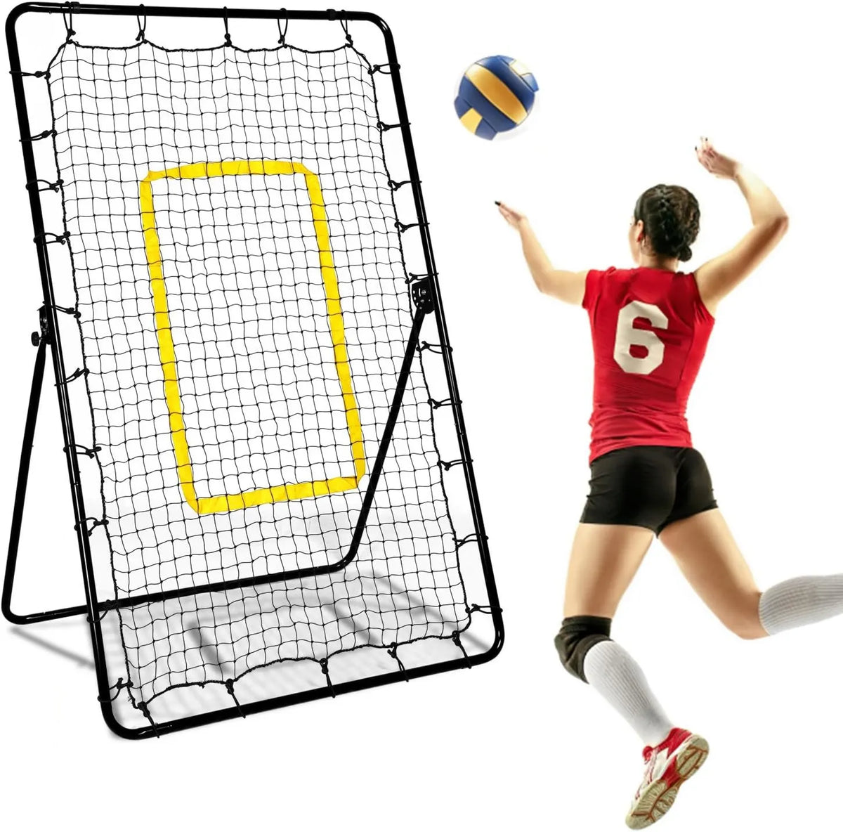 Ball-Rebounder mit Rückprallnetz, Kickback-Trainingsnetz, für Fußball, Handball und Ballkontrolle