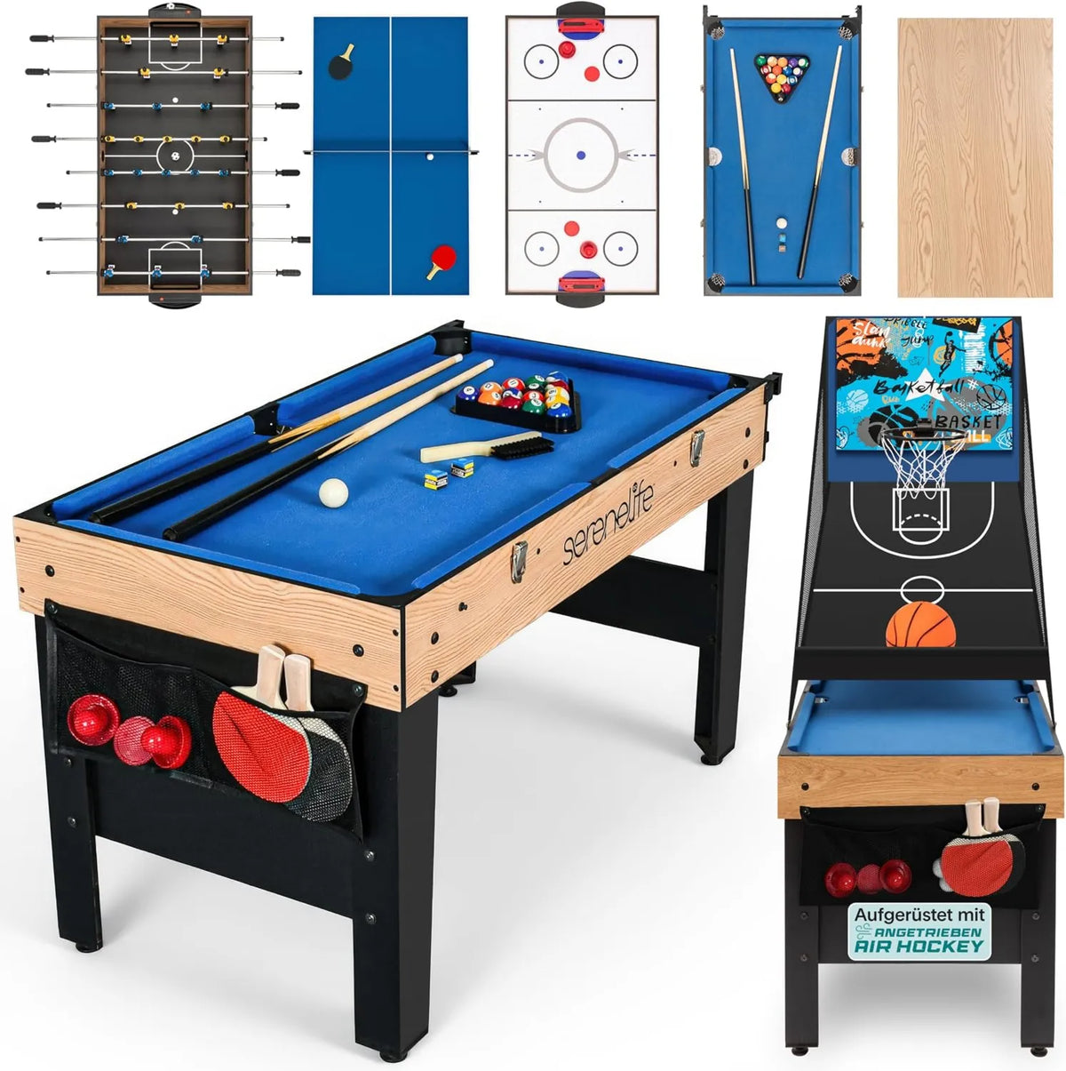 Multifunktionaler Spieltisch, Mehrfach-Spieltisch, für Spielzimmer und Familienfreizeit, SereneLife