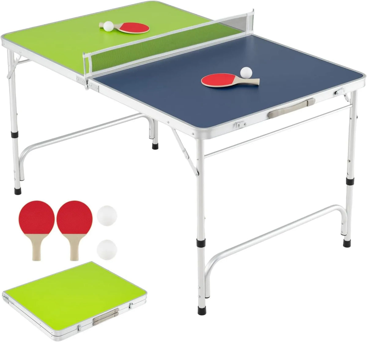 COSTWAY Mini Tischtennisplatte, Tischtennistisch, höhenverstellbar, klappbare Konstruktion, wetterfest, für innen und außen, 76 cm