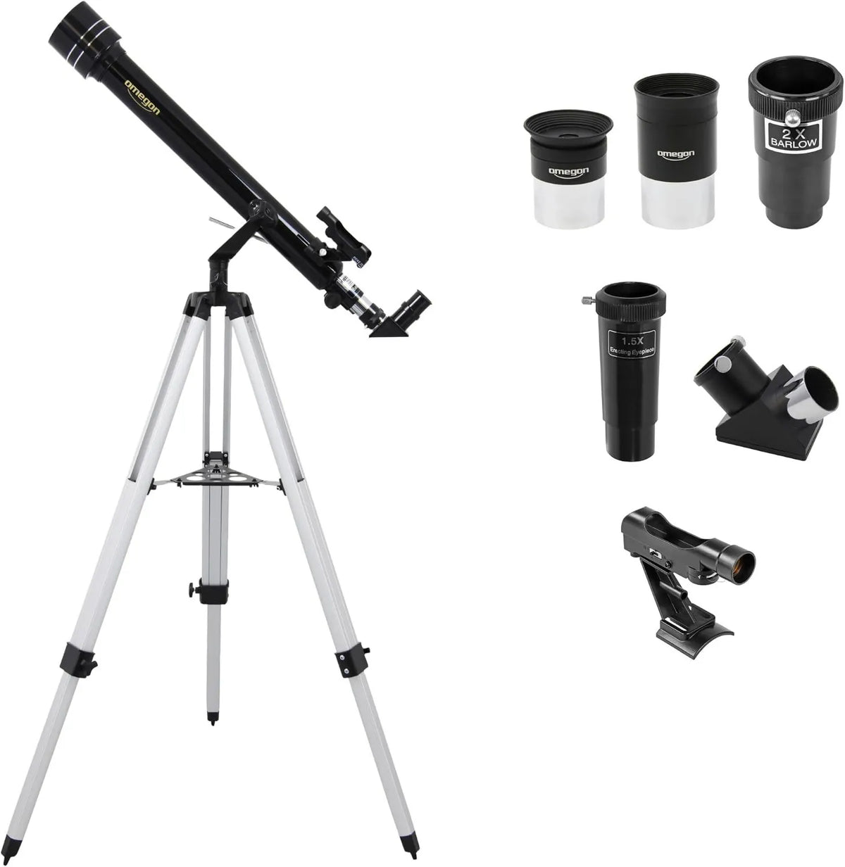 Omegon AC 60/700 AZ Astronomisches Teleskop, Beobachtungsfernrohr für Einsteiger und Erwachsene für Beobachtung von Mond, Sternen