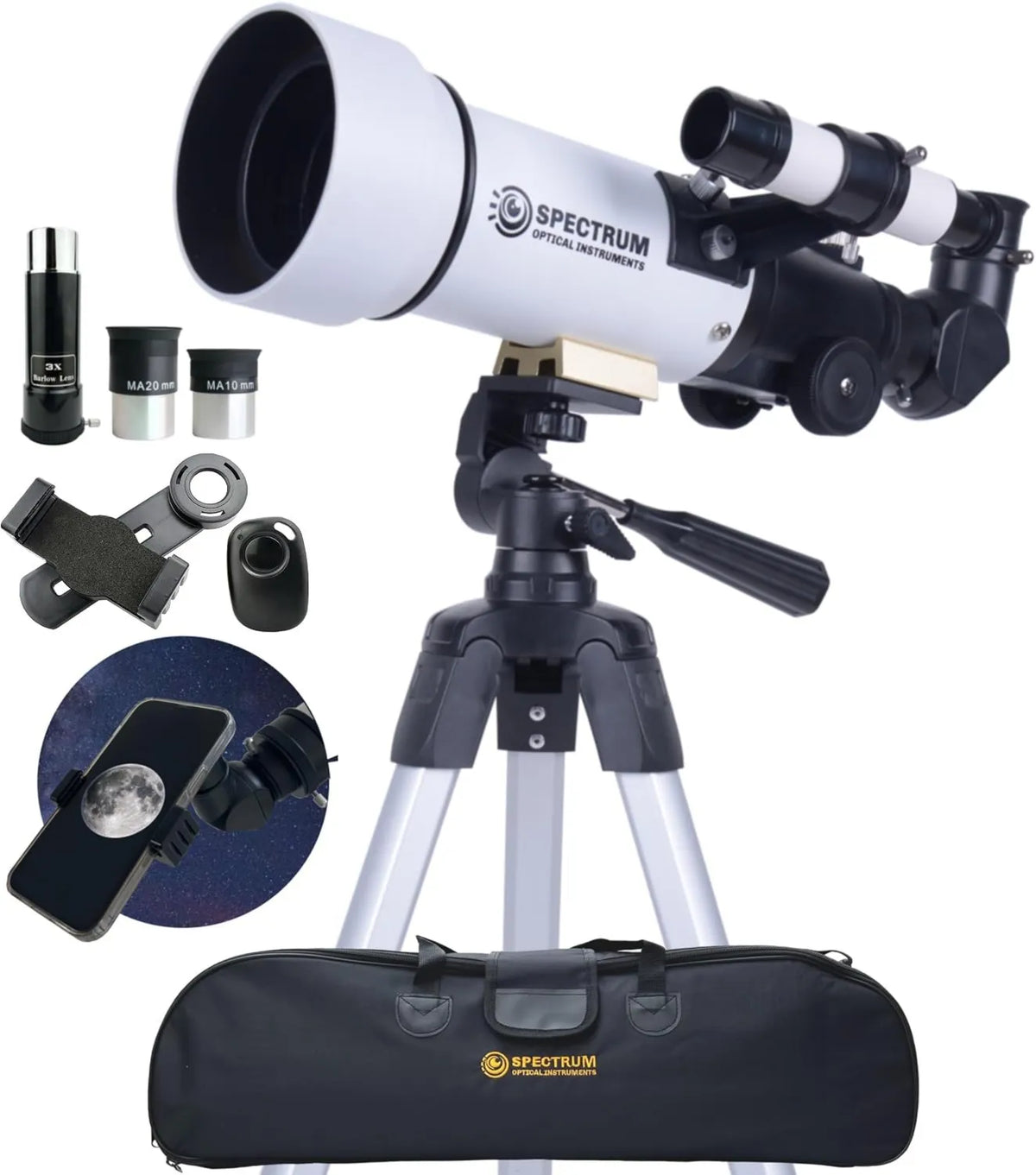 Astronomisches Refraktor-Teleskop, 70 mm, mit Transporttasche, Linsenteleskop für Himmelsbeobachtung für Mond, Planeten und terrestrische Beobachtung