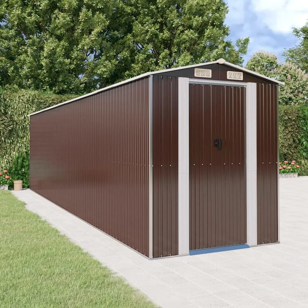 Gerätehaus, aus verzinktem Stahl, 192 x 772 x 223 cm, mit Schiebetür, mit Belüftung, wetterfest, für Gartengeräte und Werkzeug, Geräteschuppen