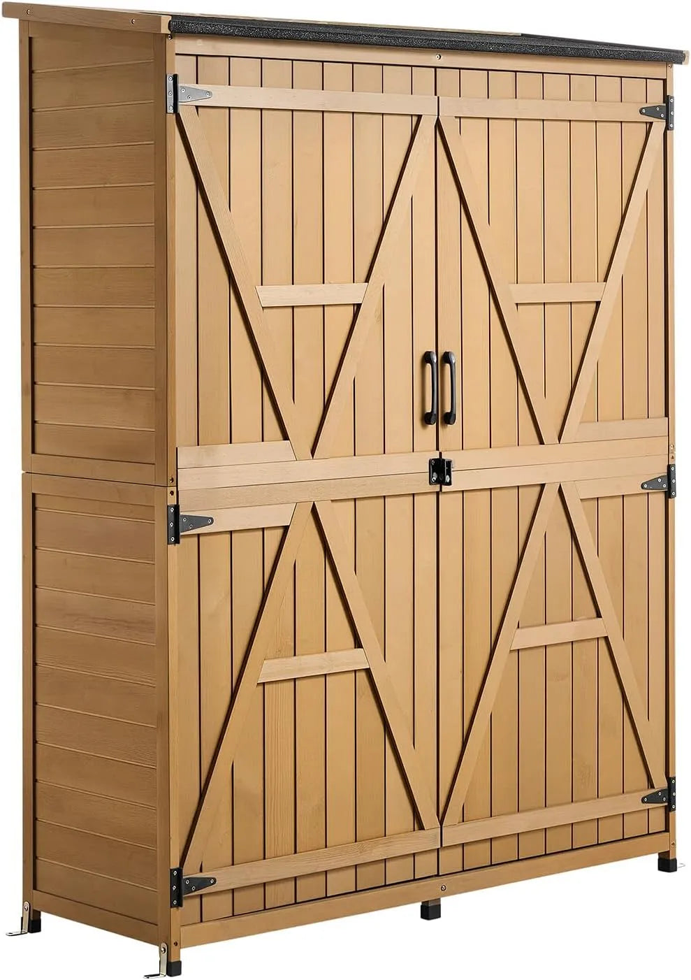 VEVOR Gartenschrank – aus Holz, 121 x 43 x 162,5 cm, abschließbar, mit Boden, mit Einlegeböden, für Gartengeräte und Werkzeug