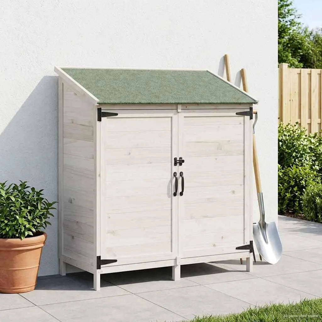 Gerätehaus – aus Massivholz, 106,5 x 56 x 113,5 cm, mit Belüftung, wetterfest, für Gartengeräte, Werkzeug und Außenlagerung