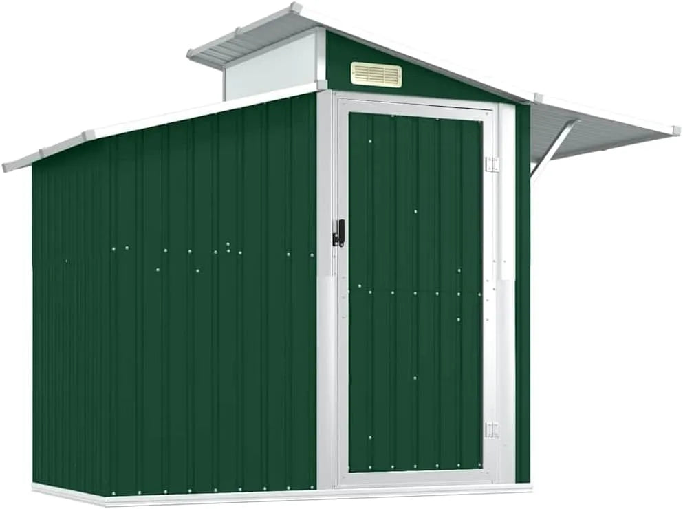 Gerätehaus, aus Metall, 270 x 130 x 208,5 cm, grün, für Gartengeräte und Werkzeug
