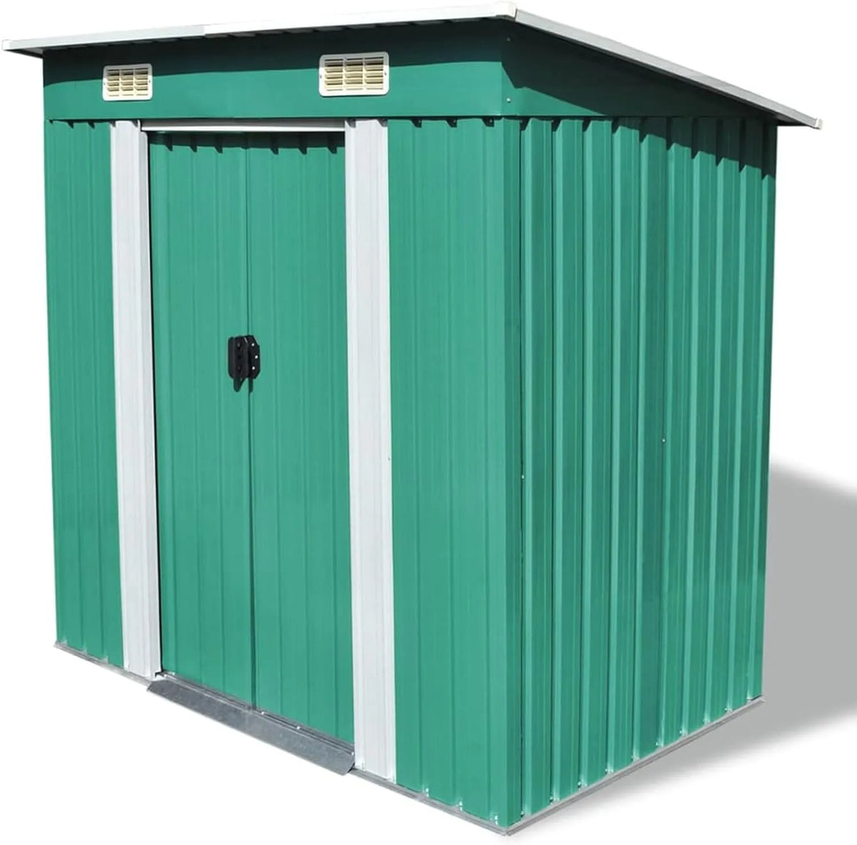 Gerätehaus – aus Metall, wetterfest, grün, für Gartengeräte und Fahrräder
