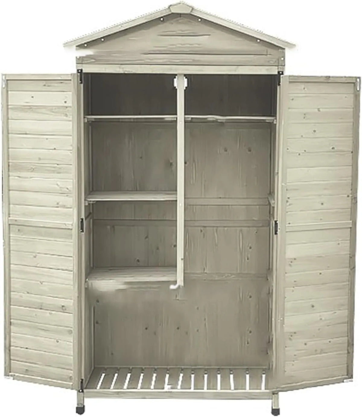 Gerätehaus – aus Holz, mit Einlegeböden, wetterfest, für Gartengeräte und Werkzeug, Geräteschuppen