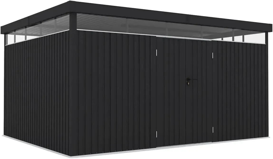 Gerätehaus – aus Metall, 396 x 294 x 220 cm, 12 m², anthrazit, für Gartengeräte und Fahrräder