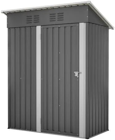 Gerätehaus – aus Metall, 6 x 8 Fuß, mit Doppeltür, mit Boden, wetterfest, schwarz, für Fahrräder und Zubehör