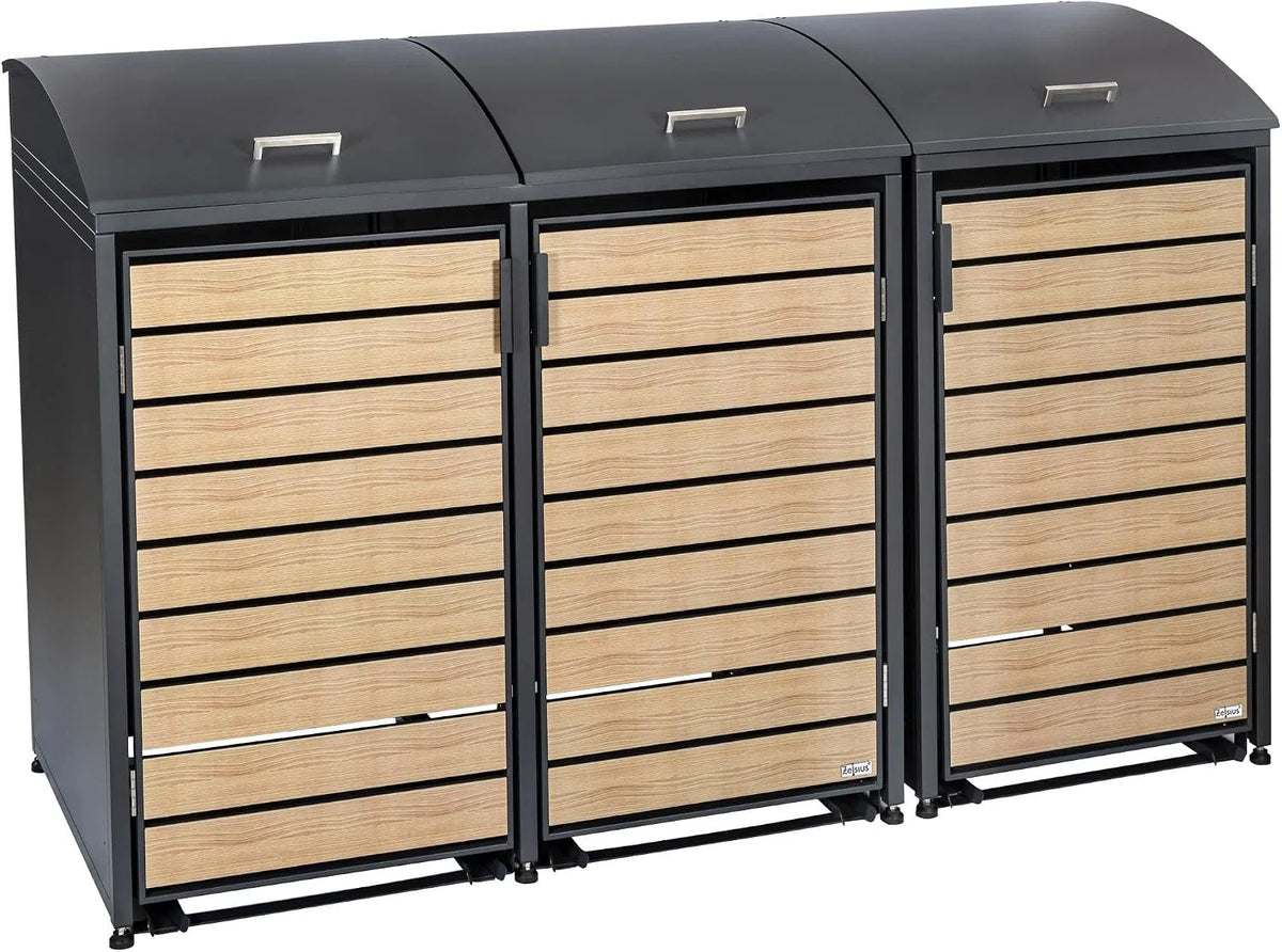 Mülltonnenbox – für 3 Mülltonnen, als Sichtschutz und Unterstand für Abfalltonnen, als Mülltonnen-Sichtschutz im Garten