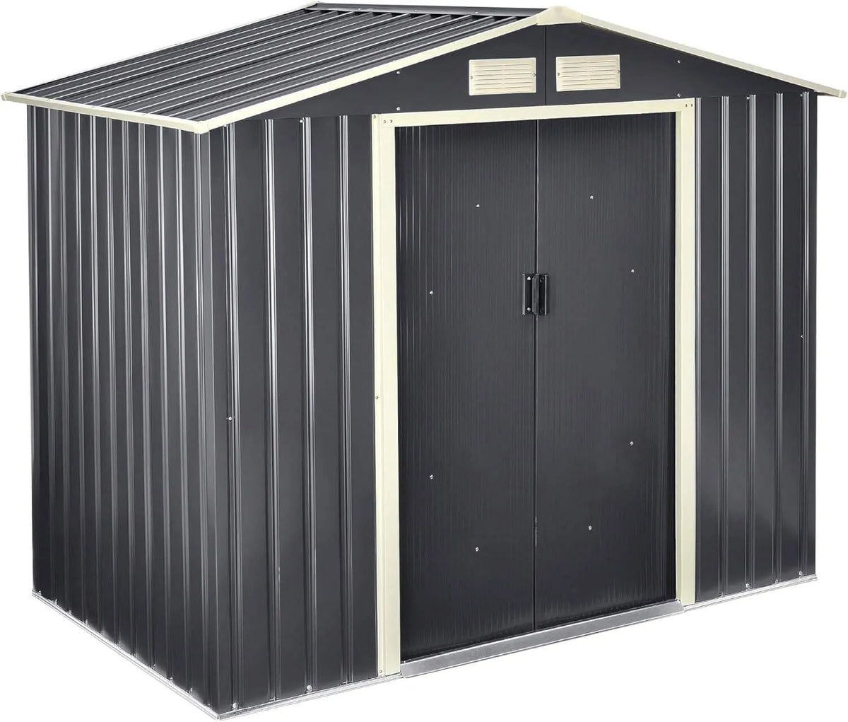 Gerätehaus – aus Metall, 213 x 127 x 185 cm, 4 m³, mit Satteldach, mit Schiebetür, abschließbar, dunkelgrau