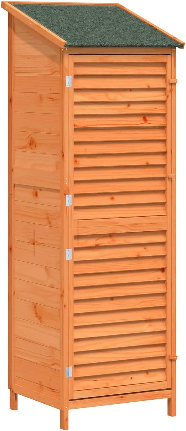 Gerätehaus – aus Holz, 59 x 56 x 176 cm, braun, für Gartengeräte, Werkzeug und Außenlagerung