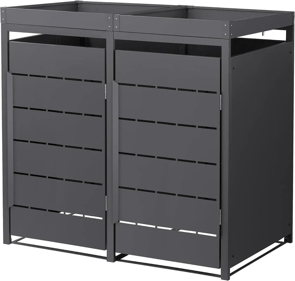 Mülltonnenbox, für 2 Mülltonnen, aus Stahl, 132 x 80 x 124 cm, 240 L, mit Pflanzdach, wetterfest, erweiterbar, anthrazit, ML-Design