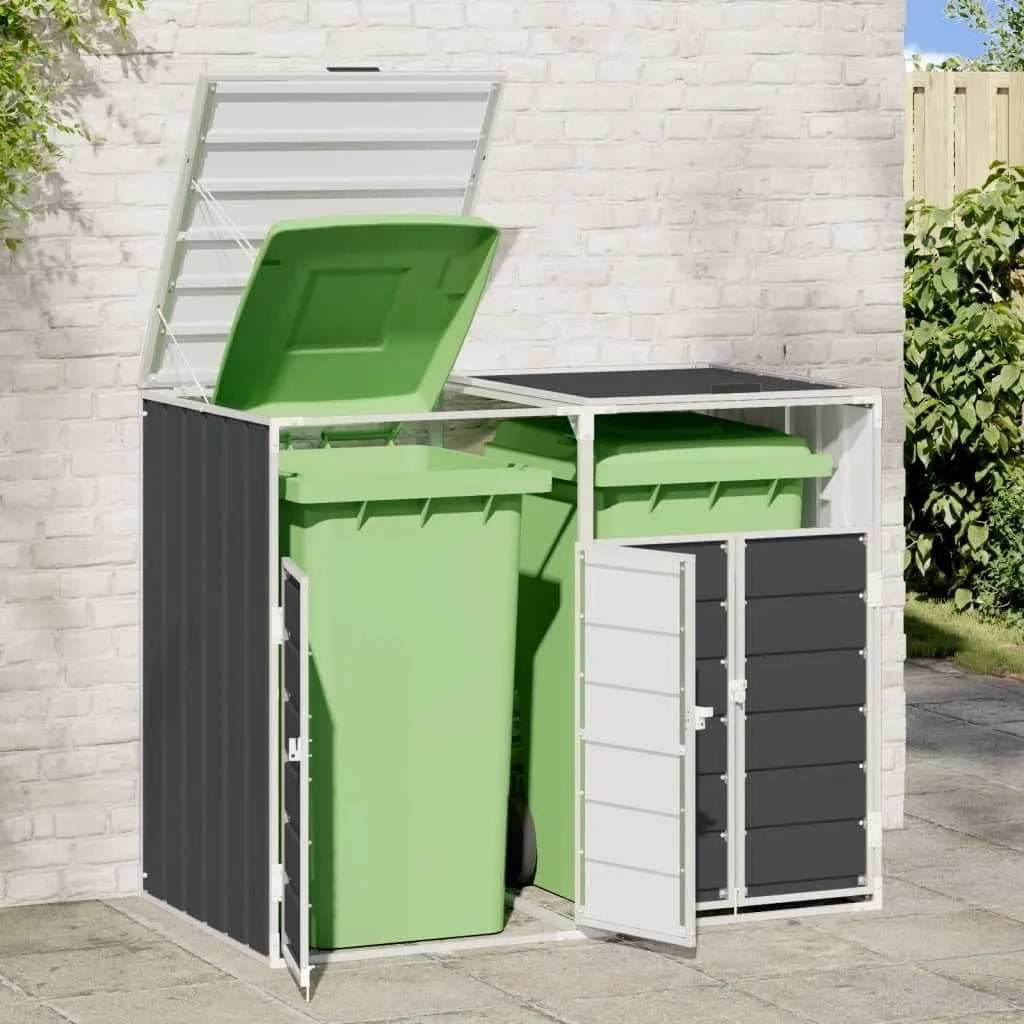 Mülltonnenbox, für 2 Mülltonnen, aus Metall, als Sichtschutz und Unterstand für Abfalltonnen