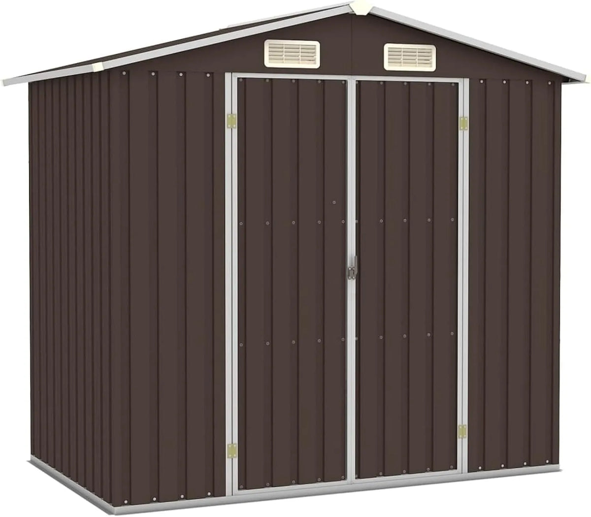 Gerätehaus – aus verzinktem Stahl, 205 x 129 x 183 cm, braun, für Fahrräder und Zubehör, JUDYY