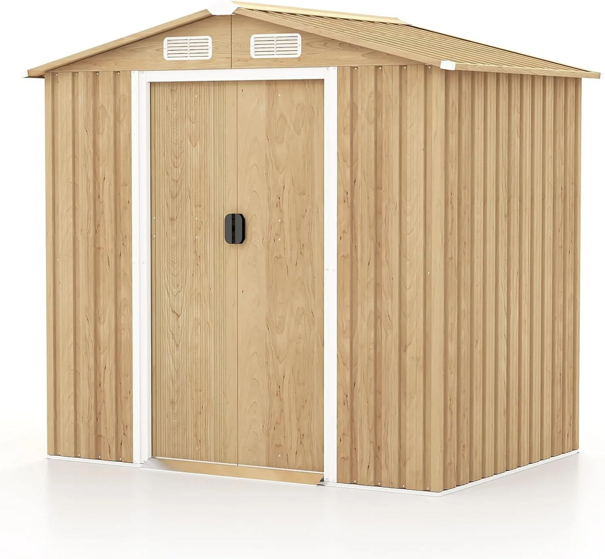 COSTWAY Gerätehaus – aus Metall, 196 x 142 x 186 cm, mit Schiebetür, abschließbar, für Gartengeräte, Werkzeug und Außenlagerung