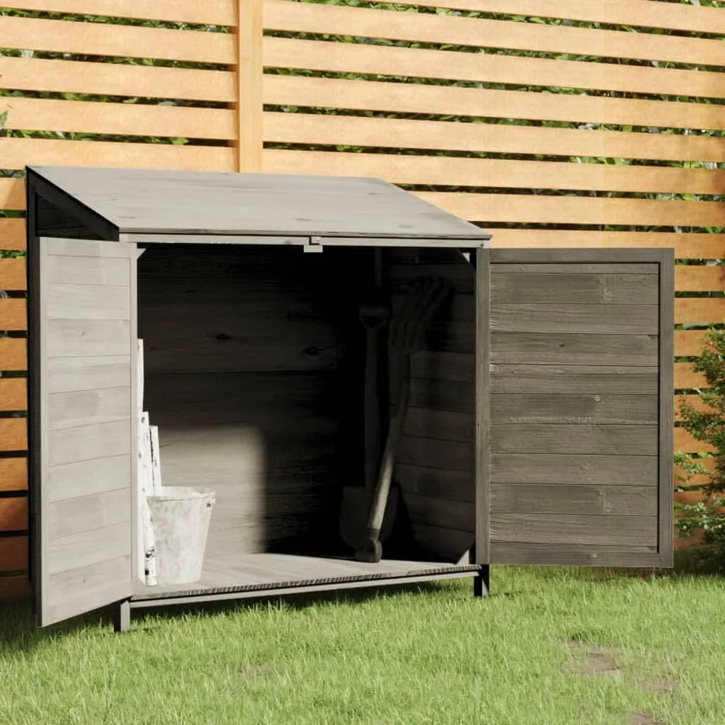Gerätehaus – aus Massivholz, 102 x 52 x 112 cm, wetterfest, anthrazit, für Gartengeräte und Werkzeug