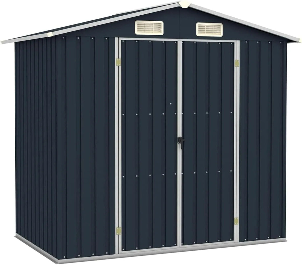 Gerätehaus – aus Metall, 205 x 129 x 183 cm, mit Pultdach, anthrazit, für Gartengeräte, Werkzeug und Außenlagerung