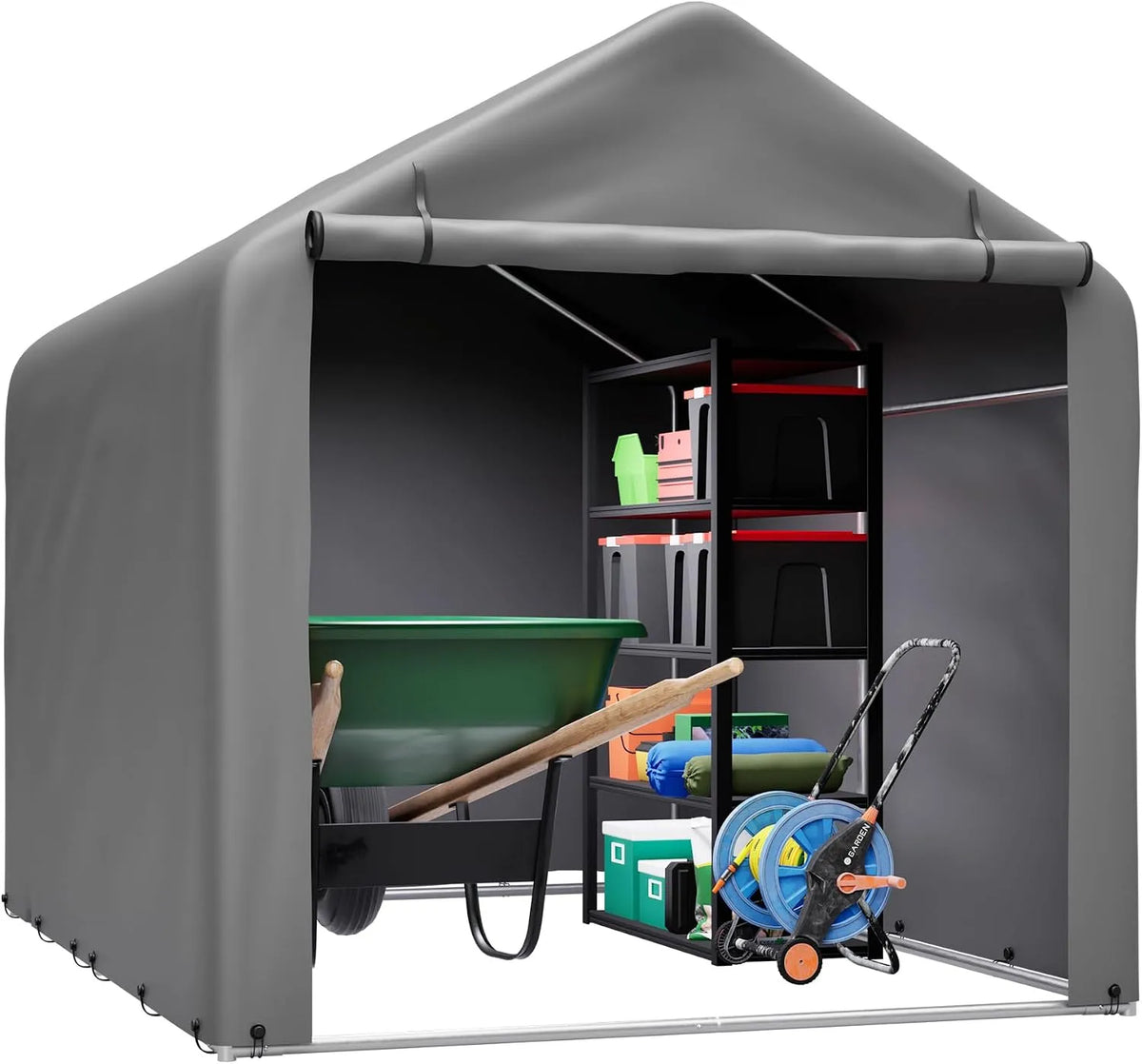 Fahrradgarage – 220 x 160 x 165 cm, wetterfest, grau, für Fahrräder und Zubehör