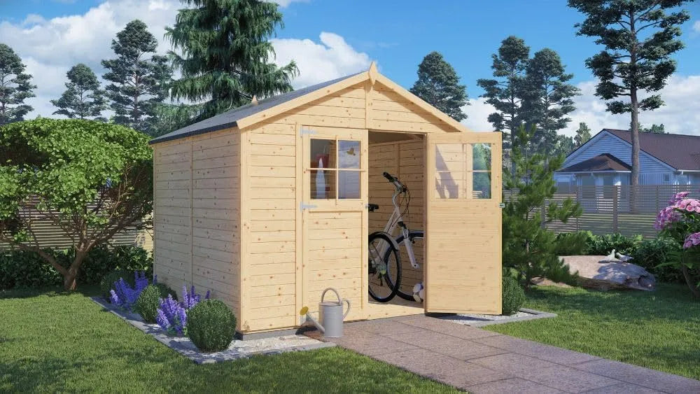 Gerätehaus – 258 x 252 cm, mit Boden, für Gartengeräte, Werkzeug und Außenlagerung, Alpholz