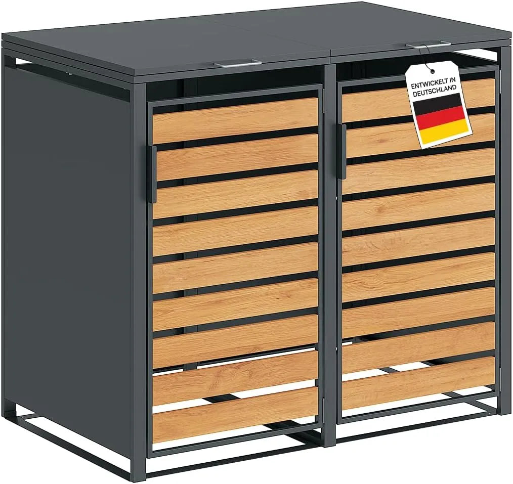 Mülltonnenbox Kestra – aus Stahl, 120 L, anthrazit, als Sichtschutz und Unterstand für Abfalltonnen