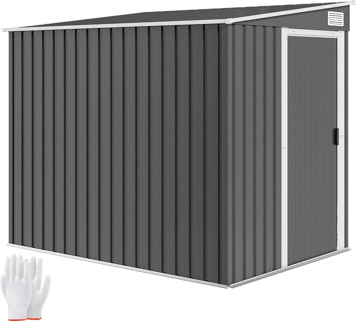Outsunny Gerätehaus, aus Metall, 154 x 206,5 x 181 cm, 2,81 m², mit Pultdach, dunkelgrau, für Gartengeräte, Werkzeug und Außenlagerung