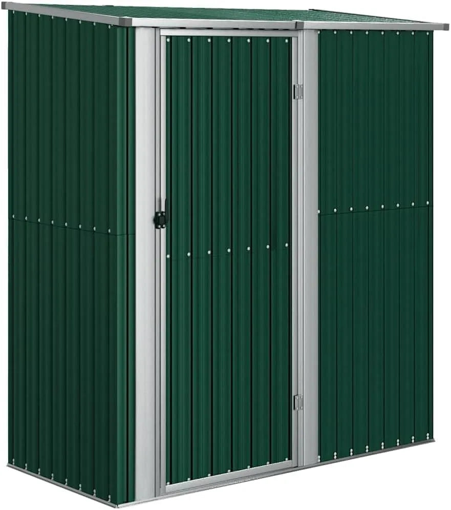 Gerätehaus – aus verzinktem Stahl, 180,5 x 97 x 209,5 cm, mit Pultdach, abschließbar, grün, für Gartengeräte und Werkzeug