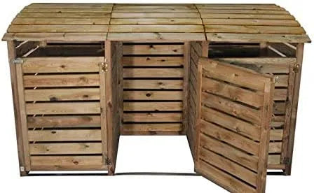 Mülltonnenbox – für 3 Mülltonnen, aus Holz, 225 x 90 x 120 cm, 3 x 240 L, als Sichtschutz und Unterstand für Abfalltonnen
