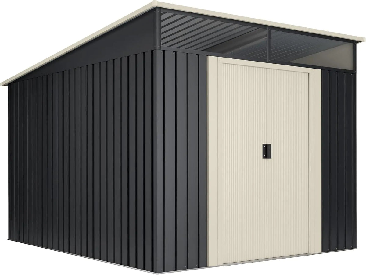 Gerätehaus – aus Metall, 238 x 322 x 202 cm, 7,6 m², mit Schiebetür, mit Doppeltür, wetterfest, anthrazit