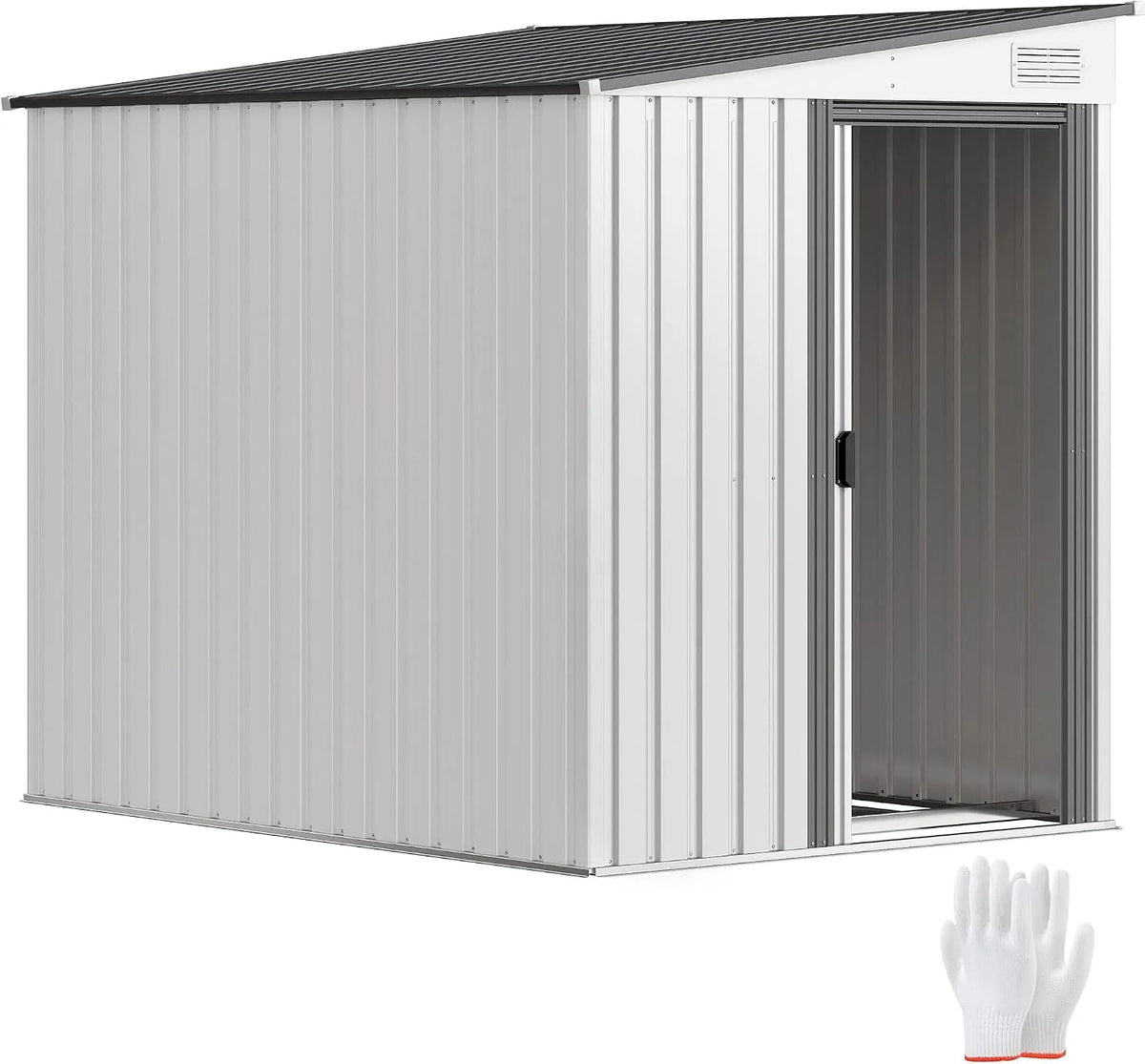 Outsunny Gerätehaus – aus Metall, 154 x 206,5 x 181 cm, 2,81 m², für Gartengeräte, Werkzeug und Außenlagerung