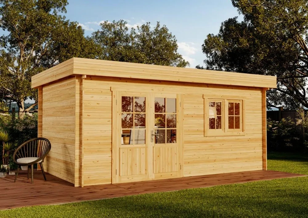 Gerätehaus – aus Holz, 520 x 320 cm, mit Pultdach, für Gartengeräte, Werkzeug und Außenlagerung, Alpholz