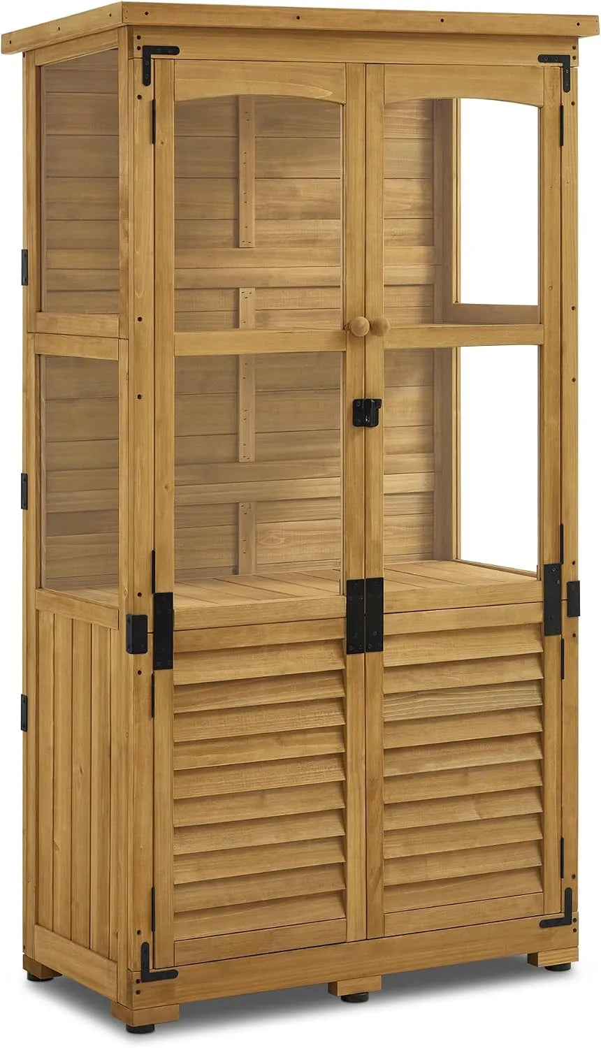 M MCombo Gartenschrank, aus Holz, 87 x 46 x 160 cm, wetterfest, für Werkzeug und Gartenzubehör