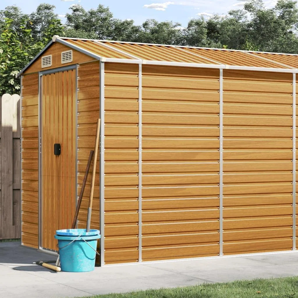 Gerätehaus – aus verzinktem Stahl, 191 x 980 x 198 cm, mit Belüftung, hellbraun, für Gartengeräte und Werkzeug, Gerätehaus