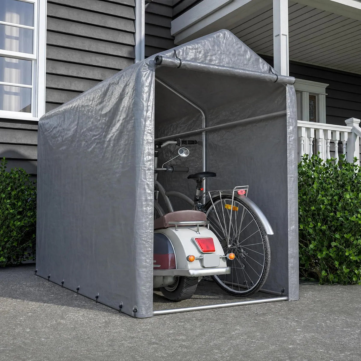 Fahrradgarage, aus Stahl, 100 x 187 x 160 cm, wetterfest, für Gartengeräte und Fahrräder