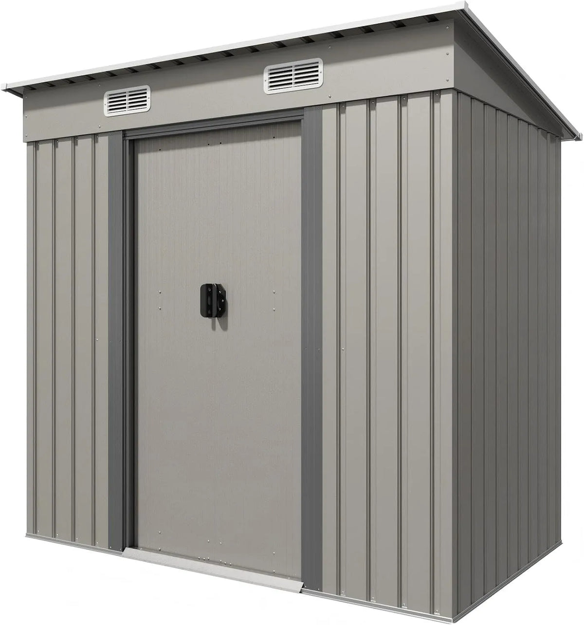 Gerätehaus – aus Metall, 183 x 109 x 182 cm, 3.6 m³, mit Pultdach, mit Schiebetür, wetterfest, grau, für Gartengeräte und Werkzeug