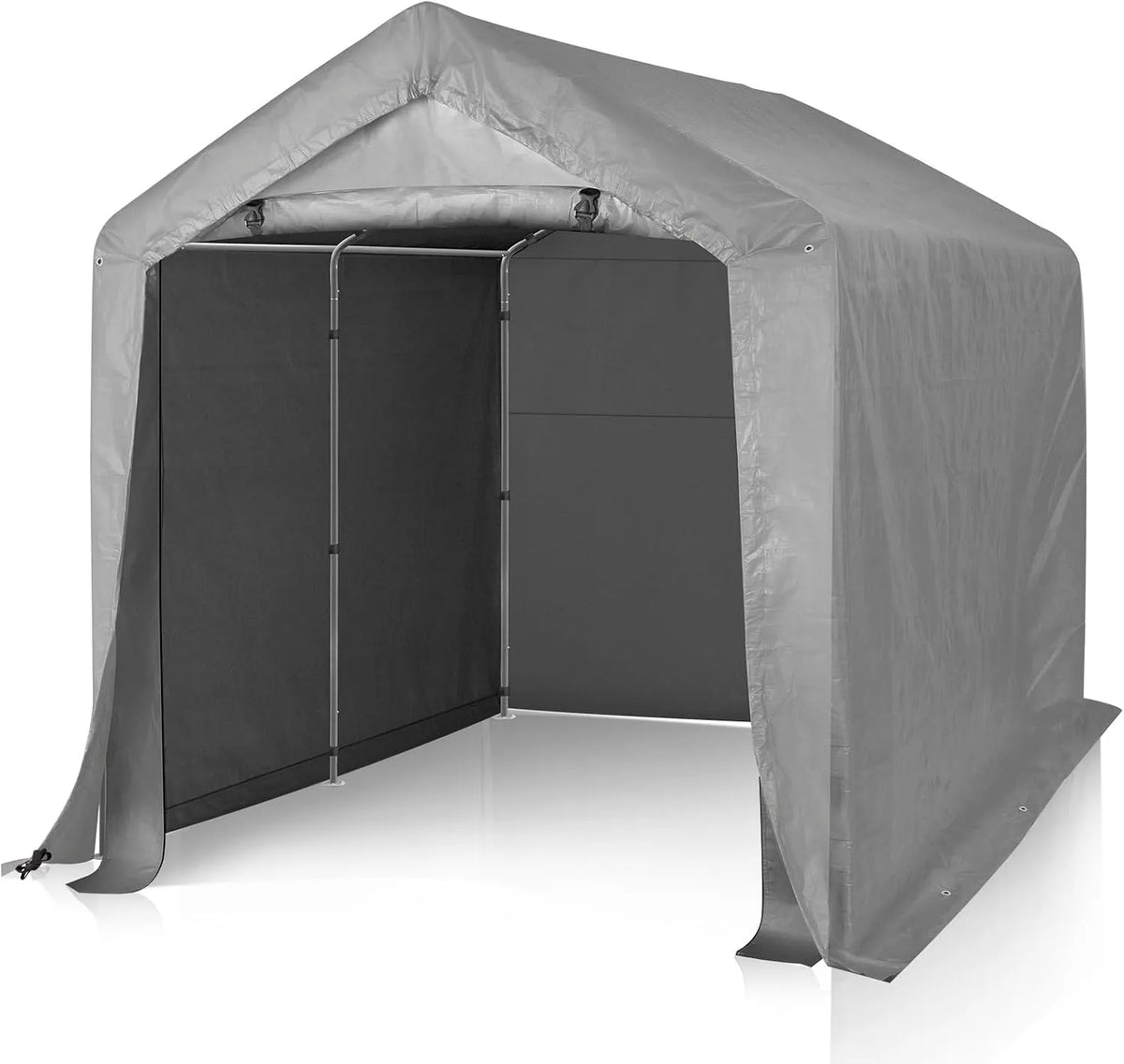 Gerätehaus, 240 x 240 cm, wetterfest, grau, für Gartengeräte und Fahrräder, LEADZM