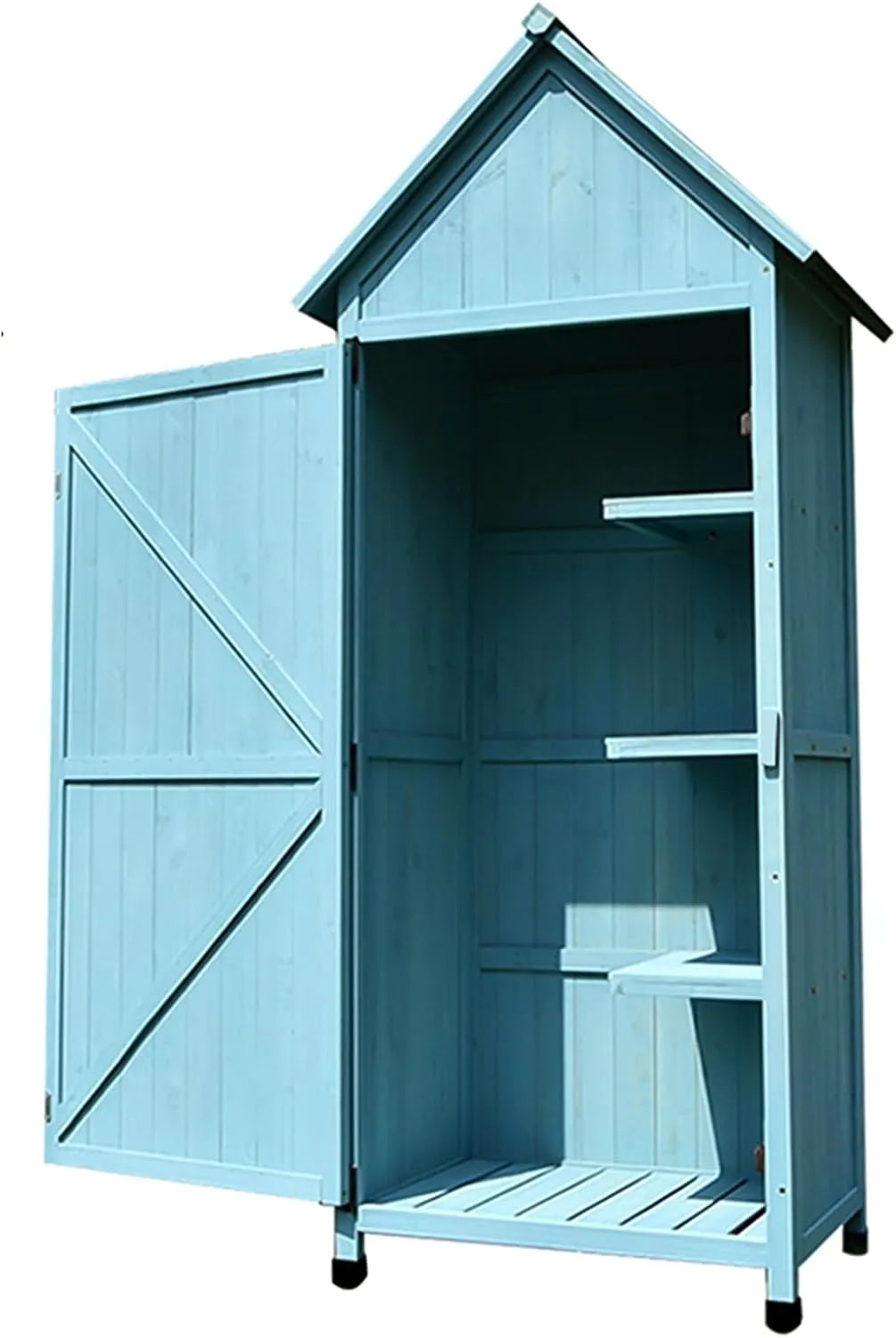 Gartenschrank – aus Holz, braun, für Rasenmäher und Gartengeräte, Gartenschrank
