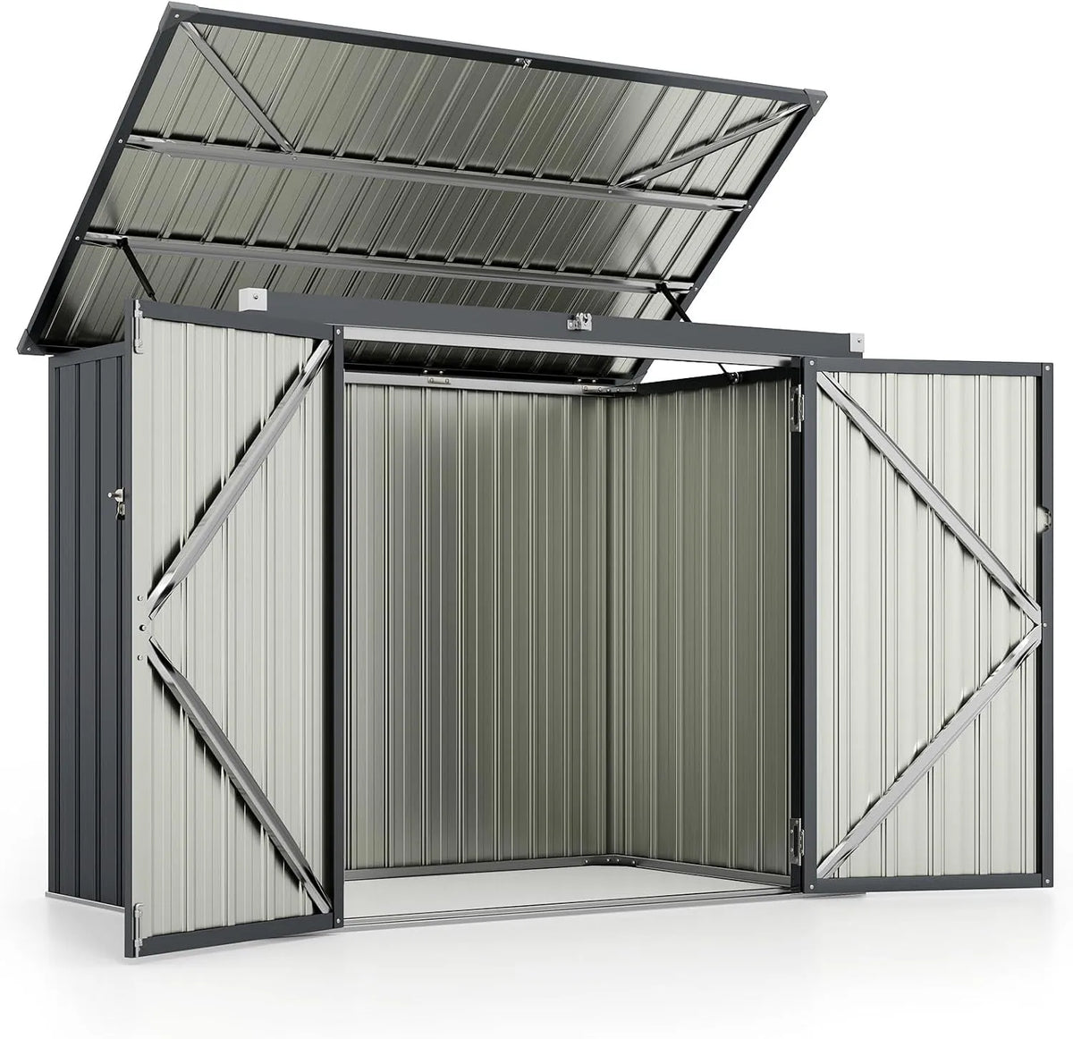 Mülltonnenbox RELAX4LIFE – für 2 Mülltonnen, aus verzinktem Stahl, 172 x 101 x 130 cm, abschließbar, wetterfest, anthrazit