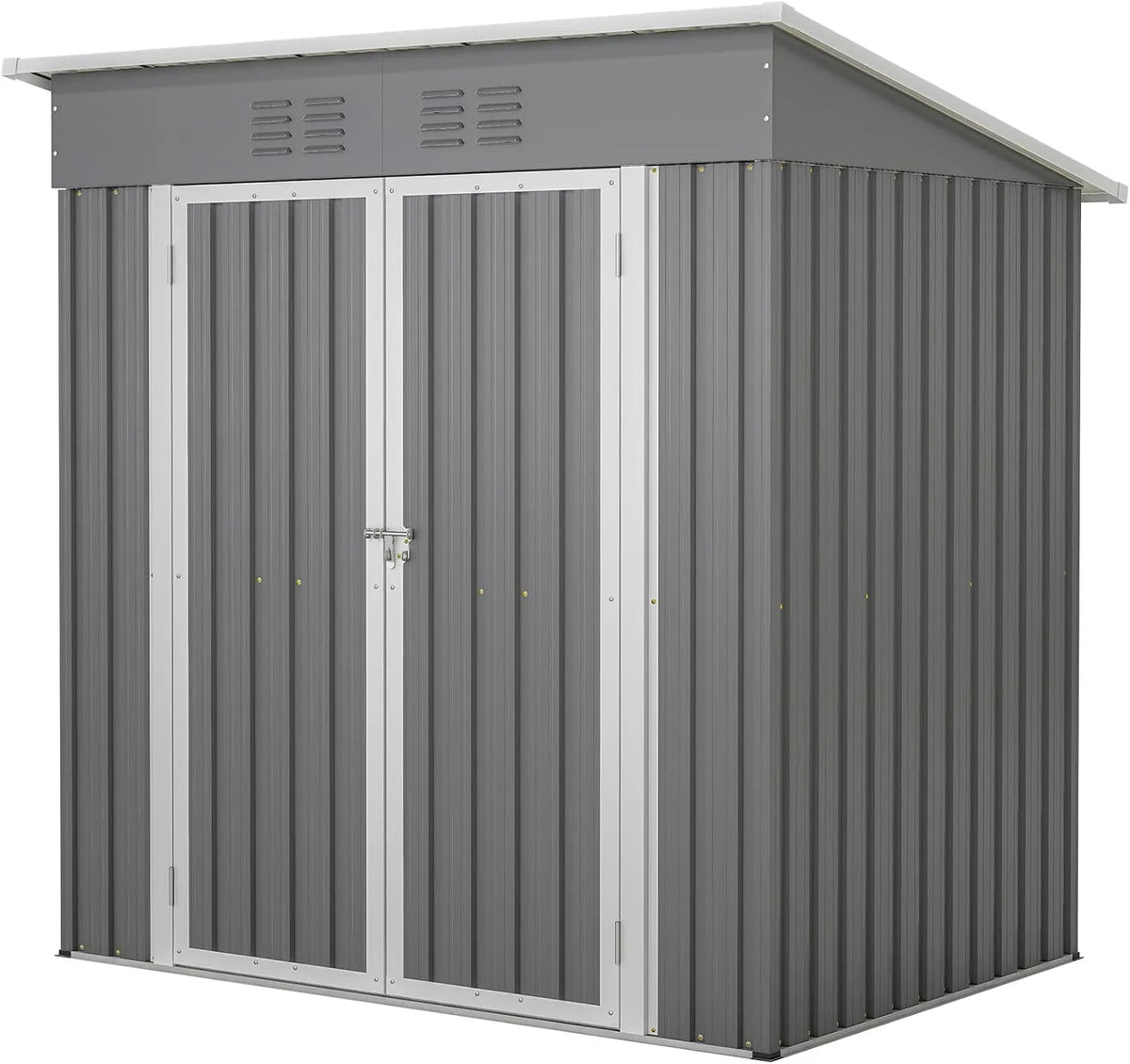 Gerätehaus – aus Metall, 170 x 121 x 182 cm, 3,74 m³, mit Pultdach, wetterfest, grau, für Gartengeräte und Fahrräder